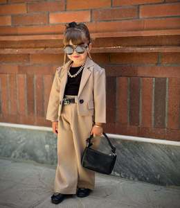 Conjunto de Dos Piezas para Niñas, Traje Casual con Pantalones, Chaqueta de Manga Larga, Pantalones y Cinturón, Tallas 90-140 cm - Product Image 4