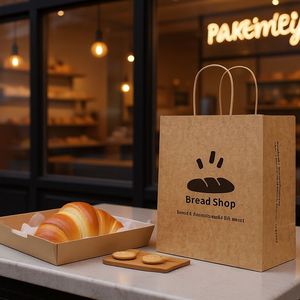 Bolsas de Papel Kraft Marrón de Lujo al por Mayor, 30x30cm, para Comida para Llevar de Restaurantes, Pizza, Compras, con Impresión de Logotipo Personalizado - Product Image 1