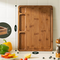 Planche à découper en bambou double face de haute qualité pour la cuisine, avec rainures profondes pour les jus, grande planche à découper pour charcuterie