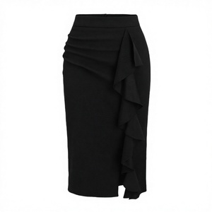 Falda Midi Tipo Lápiz para Mujer, Transpirable, Formal, Elegante, Sexy, Ajustada, con Volantes, Larga hasta la Rodilla, para Oficina - Product Image 2