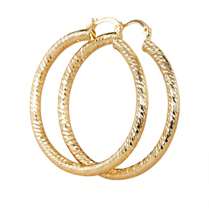 Orecchini a Cerchio Dorati per Donne, Placcati in Oro 18K, in Lega di Zinco, Gioielli alla Moda per Feste, Orecchini a Cerchio Grande, Accessori di Tendenza - Product Image 1