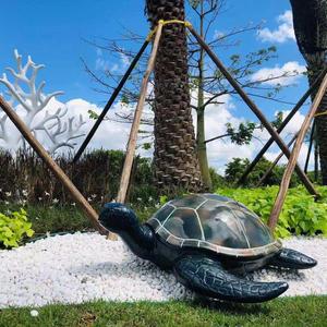 Ocean Theme Turtle Resin Sculpture-Waterproof Hand-Painted Garden Souvenir Gift Fiberglass Simulation Sculpture