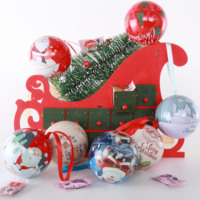 Vente en gros Boîte cadeau de Noël ronde en métal personnalisée pour bonbon ornement d'arbre à boules avec boîte à boules Décoration d'arbre de Noël
