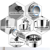 Nouvelle arrivée, batteur sur socle électrique professionnel, bol mélangeur en acier inoxydable de 4,5 L, design à tête inclinable, 1300 W, appareil de cuisine domestique