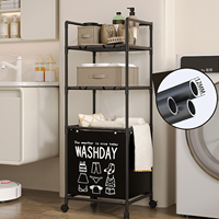 Panier à linge avec étagère amovible, cadre métallique pliable, rangement pour salle de bain, chambre à coucher, organisateur, panier à linge sale