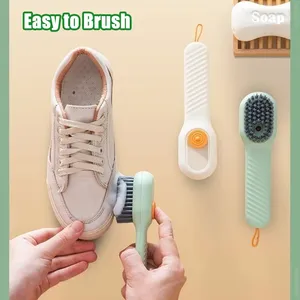 Wholesale Shoes Brush Automatic Discharge Multifunction Press Out <b>Cleaner</b> Soft Bristles Clothes Brushes Cleaning Tool - Product Image 3