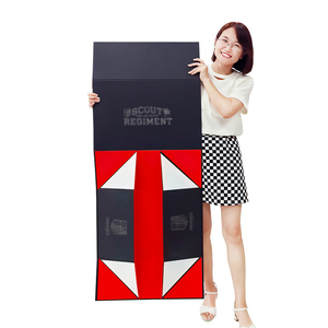 Biểu Tượng Tùy Chỉnh Thêm Lớn Sang Trọng Gấp Lật Từ Đóng Cửa Bạc Hộp Cổ Điển Màu Đen Nam Châm Áo Bao Bì Hộp Quà Tặng - Product Image 1