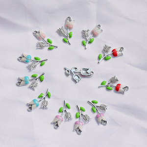 Tulip Flower Pendant Zinc Alloy Charms Pink Purple Blue <b>Red</b> For Jewelry Making DIY Earrings <b>Bracelet</b> Necklace Accessories - Product Image 4