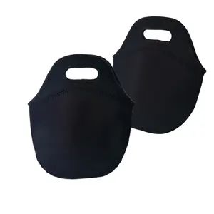 Sublimation rohling solide schwarz wieder verwendbare Neopren-isolierte Lunch-Tasche Isolierte Lunchbox-Tasche für Kinder mit Reiß verschluss