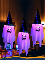 Chapeau de sorcier lumineux d'Halloween, lanterne fantôme, décorations LED pour accrocher au mur dans la pièce pour créer une ambiance festive