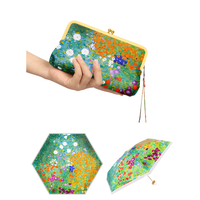Nouveau sac à main pliable de style peinture à l'huile, accessoires polyvalents et élégants pour parapluies