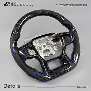 พวงมาลัยคาร์บอนไฟเบอร์ฟอร์จสีน้ำเงินแบบกำหนดเองสำหรับฟอร์ด เรนเจอร์ แร็พเตอร์ ปี 2023-2026 อุปกรณ์ตกแต่งภายในรถยนต์ - Product Image 3
