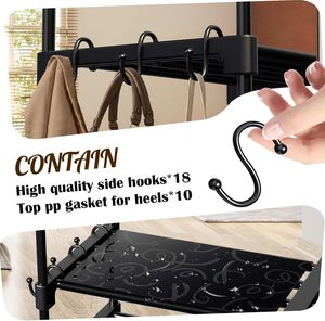 Étagère à chaussures à 9 niveaux en fer Organisateur de stockage <span class=keywords><strong>Placard</strong></span> 4 rangées Grande capacité 70 paires avec 18 crochets pour <span class=keywords><strong>garage</strong></span> Armoire à chaussures - Product Image 6