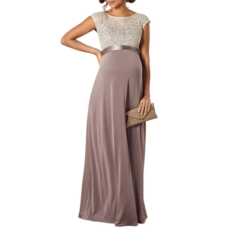 New arrival pregnant woman lace Jersey stitching elegant floor-length wedding dress gown