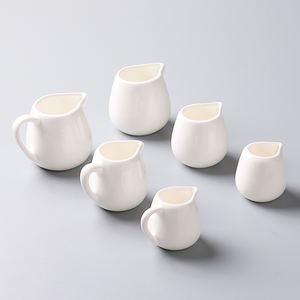 Pot à café en céramique blanche pure créatif, petite tasse à lait, bol à steak en céramique avec bec <span class=keywords><strong>verseur</strong></span>, pot à sucre, cuillère à lait, pichet à bec - Product Image 2