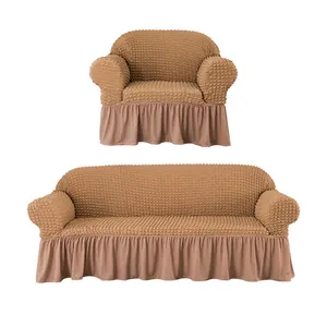 Sofá cobre moderno elástico seersucker material doméstico saia sofá slipcovers sofá capa protetora