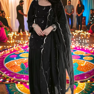 Salwar Kameez para Mujer con Bordado Intenso y Lentejuelas en Seda Chinnon Pura para Bodas, Diwali y Fiestas, Estilo para Todas las Temporadas - Product Image 2