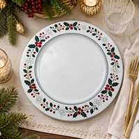 Assiettes de présentation plates personnalisables de luxe en PP pigmenté, 13 pouces, légères, durables, réutilisables, 50 pièces, pour mariage, dîner, maison, hôtels