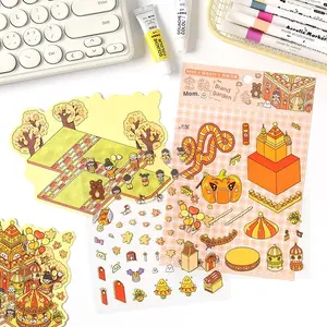 Pegatinas de PVC 3D hechas a mano para paisaje, bonita escena creativa de tarjeta antigua para decoración de Carnaval de vacaciones, bricolaje, Paraíso, EVA impresa UV - Product Image 5