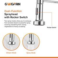 304SUS Gourmet Pull Out Chrome Robinet d'évier de cuisine Mono Trou Mitigeur d'eau chaude et froide à arc élevé