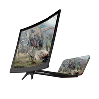 Loupe d'écran de téléphone incurvée 12 pouces HD 3D avec protection oculaire, amplificateur de téléphone avec support paresseux, support portable pour agrandir films et vidéos