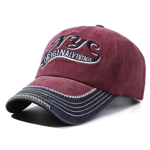 Gorra de béisbol de 6 paneles con efecto deslavado, costuras en contraste en el borde, informal, para deportes al aire libre, para adultos, unisex, 100% algodón - Product Image 2