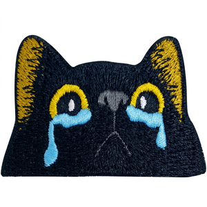 Custom Large Black Cat Face Chenille Embroidered Patch <b>Iron</b> on Cute Animal Applique Badge for Clothing Bags Hats DIY Crafts - Product Image 3
