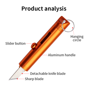 Gran oferta, Mini cuchillo de bolsillo plegable para acampar al aire libre, cortador de hoja cambiable, botón pulsador para utilidad DIY, OEM personalizable - Product Image 4
