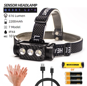 Linterna <span class=keywords><strong>frontal</strong></span> con Sensor de movimiento para correr, faro LED de inducción infrarroja de 600 lúmenes con carga USB, 6 modos - Product Image 1