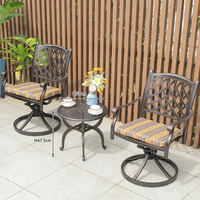 Ensemble table et chaises de style minimaliste moderne pour l'extérieur, fabriqué en Chine, pour patios, balcons, jardins, terrasses, chaise pivotante en aluminium moulé