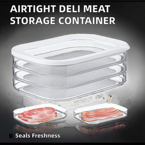 Boîtes hermétiques pour le stockage de la viande de <span class=keywords><strong>charcuterie</strong></span> Récipients de stockage d'aliments en plastique PP pour réfrigérateur et <span class=keywords><strong>bacon</strong></span> avec couvercles empilables - Product Image 4