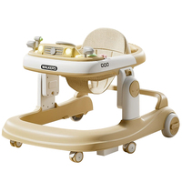 Trotteur Andador multifonctionnel 4-en-1 avec 6 roues, cadre en plastique pliable pour l'apprentissage assis-debout.