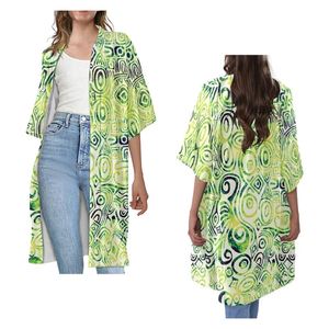Kimonos longs décontractés à manches courtes Tenue Polynésienne Tribal Samoan HawaiiCardigan ample en polyester pour femme Imprimé à la demande - Product Image 5