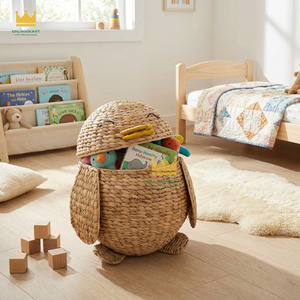 Panier en jacinthe d'eau tissé à la main, ornements décoratifs, jouets de rangement pour la décoration de chambre d'enfant, en provenance du Vietnam - Product Image 5