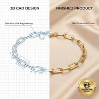 Bracelet Minimaliste en Or 14K Certifié IGI/GIA, Maillons Rectangulaires en Or Massif Poli Miroir, Bijou Quotidien Luxe Éclatant