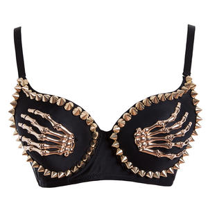 Bralette en métal gothique à griffes, débardeur rock, soirée en boîte de nuit, steampunk, bustier push-up, corset, haut court, tissage tissé, rivet 3D - Product Image 6
