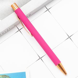 Stylos rétractables en métal confortables pour cadeaux étudiants, toucher doux, personnalisables avec logo pour entreprises - Product Image 5