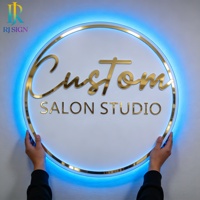 Letrero LED Redondo con Precio de Fábrica para Cafetería, Letrero de Acrílico 3D Personalizado con Logotipo Texturizado en Dorado para Decoración Moderna de Tiendas