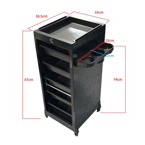 รถเข็นเก็บอุปกรณ์ทำผมสเตนเลสสตีลทันสมัยพร้อมล้อ สำหรับร้านเสริมสวย - Product Image 5