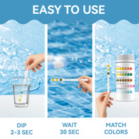 Bandelettes de test pour piscine 5 paramètres, bandelettes de test pour spa 100 unités, kits de test d'eau pour bain à remous, tests chimiques de l'eau de piscine