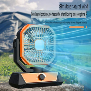 Ventilateur de camping extérieur oscillant automatiquement avec lumière LED 3 couleurs, batterie 10000 mAh, fonction power bank, design 2-en-1 pour bureau ou fixation murale - Product Image 5