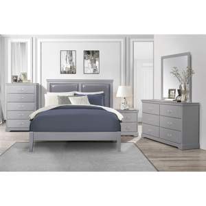 Table de chevet classique DB à 2 tiroirs en bois gris, mobilier de chambre moderne pour la maison et l'appartement - Product Image 6