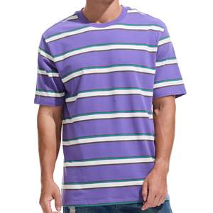 Camiseta de Hombre con Logotipo Personalizado, Transpirable, a Rayas, 100% Algodón, Corte Regular, Secado Rápido, Cuello Redondo, Impresión en Serigrafía 300 - Product Image 1