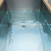 Bañera de Inmersión Fría de Lujo, Enfriador de 1HP, Revestimiento de Acero Inoxidable y Madera, Bañera de Hielo Portátil para Exteriores, Enfriador de Barril de Madera para Recuperación