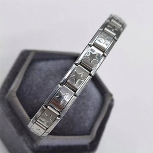 Bracelets en acier inoxydable de style italien, vente en gros pour femmes et hommes, avec diamants, perles et motif étoile, fabrication DIY - Product Image 3