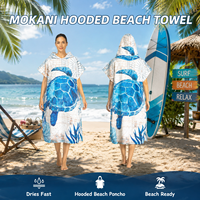 Poncho de surf à capuche Mokani, serviette de plage unisexe extra large, séchage rapide, motif tortue, sports de plein air