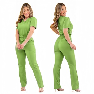 HZMNOI Women Scrub Sets V-<b>Neck</b> Moisture Wicking Workwear For Medical Dental Beauty Salons Size S XXL - Product Image 3