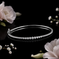 Bracelet ouvert en diamant fin, bracelet délicat en diamant cultivé en laboratoire 0,65 CT, bracelet minimaliste en or blanc 18 carats avec diamant rond