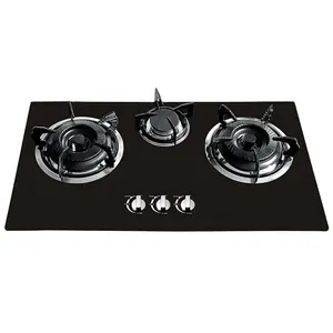 Tempered Glass Top Build-in Gas Hob Gas Stove 3 Burner