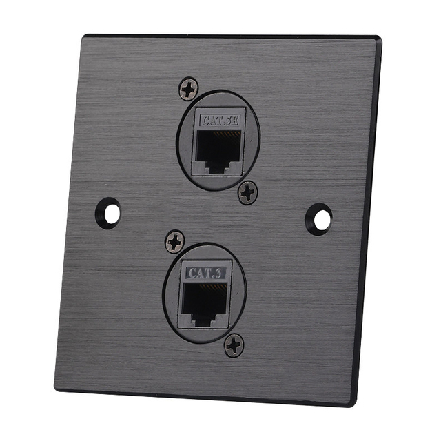 86 Type Wall Plate Multi Media Direct Connector Box, Dual D-Type Module CAT5e CAT6 RJ45 Audio Video Combined Socket